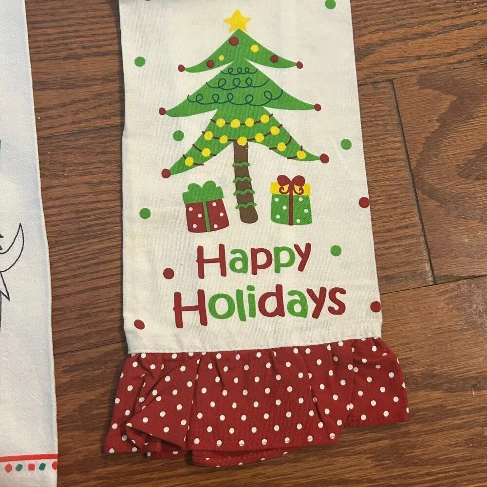 Christmas Holiday Tea Towels Set of 3 Christmas Decor Holiday Cooking Set of 3